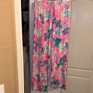 Lilly Pulitzer Pink and Green Floral Pajama Pants